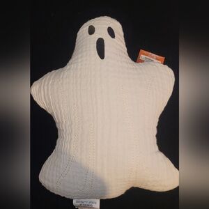 Celebrate Together Ghost-Shaped Cream Linen Medium Pillow With 100% Cotton Cover